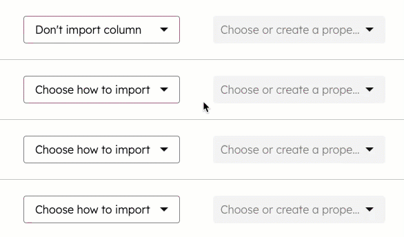 GIF showing how to use the "Import As" dropdown menu to set a column as an "Association label."