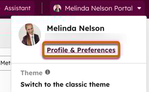 Profile &amp; preferences button.